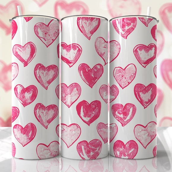 Other - 20 Oz Customizable Straight Tumbler with Sliding Lid and Clear Plastic Straw